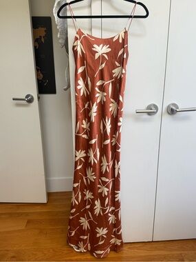 Anine Bing Rust Floral Maxi Dress with Cream Print